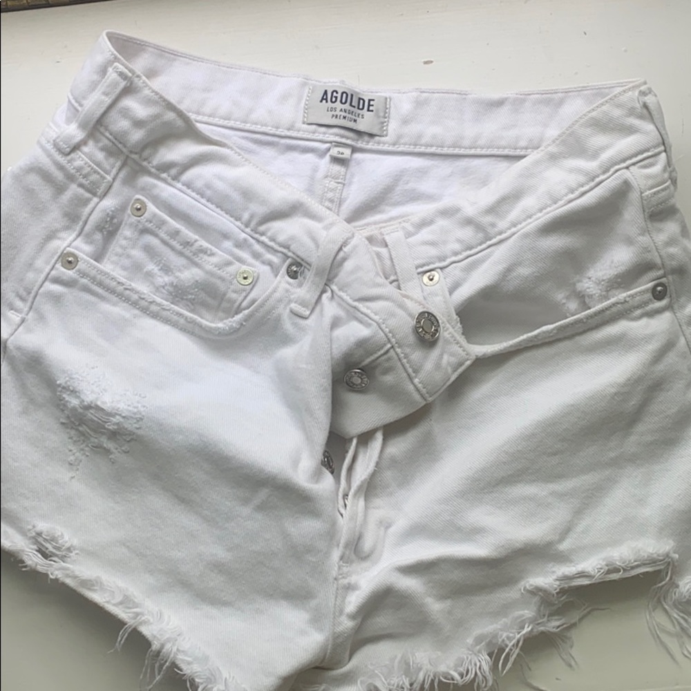 agolde white parker shorts
